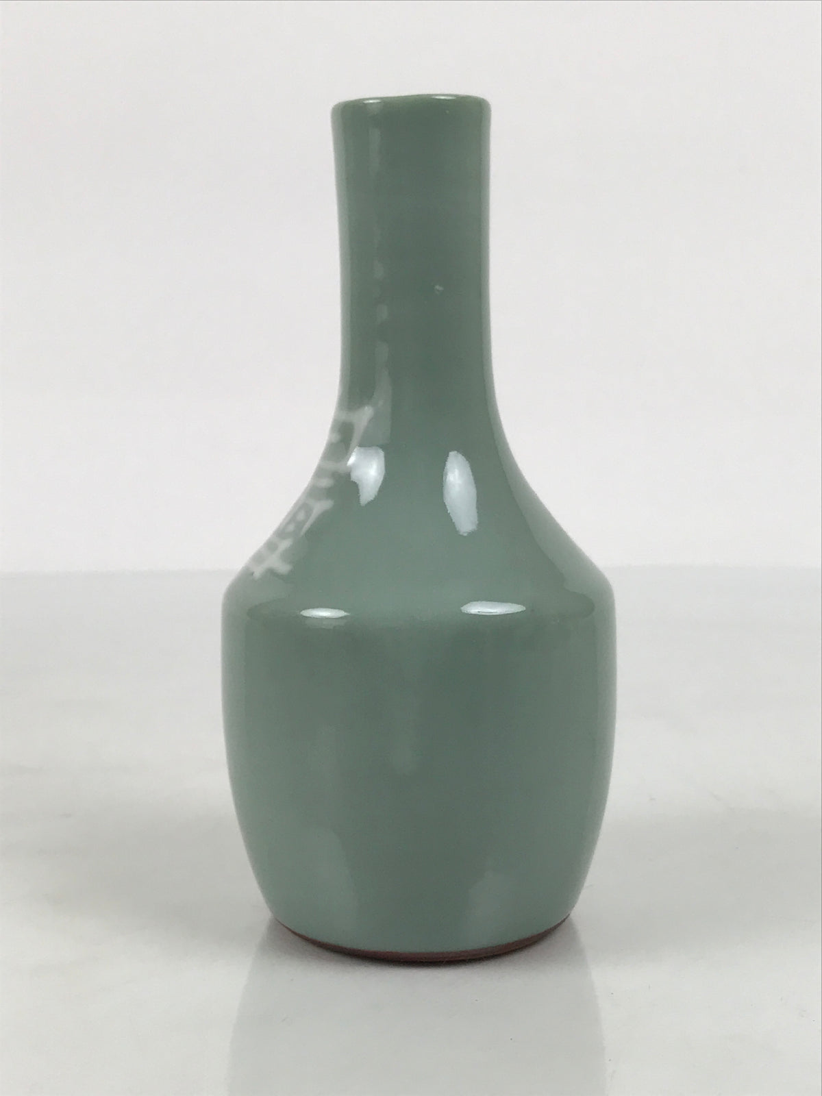 Japanese Porcelain Sake Bottle Tokkuri Vtg Celadon Green Shirayuki Naniwa TS932-KT - Sake Bottle-chidorivintage.com