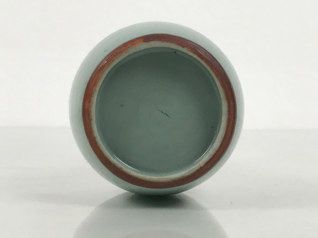 Japanese Porcelain Sake Bottle Tokkuri Vtg Celadon Green Shirayuki Naniwa TS932-KT - Sake Bottle-chidorivintage.com