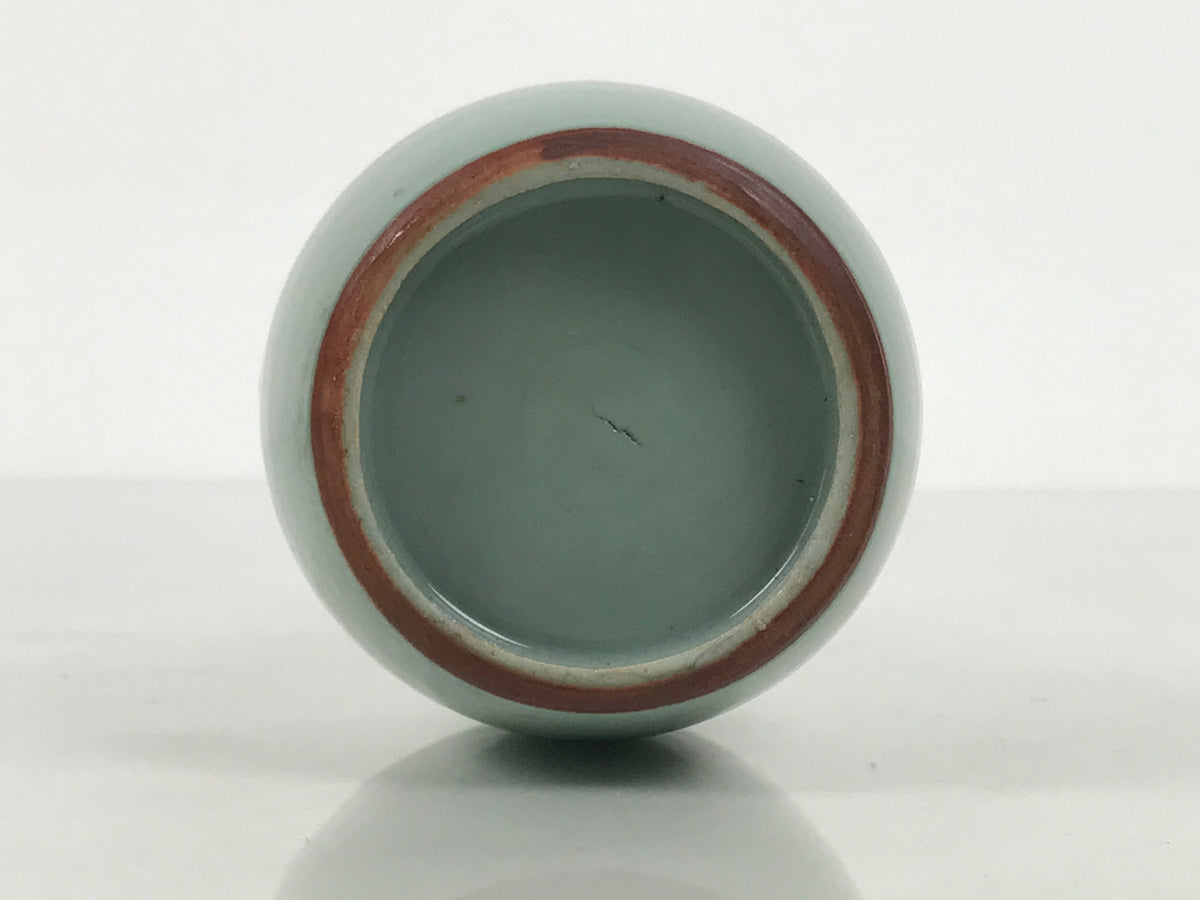Japanese Porcelain Sake Bottle Tokkuri Vtg Celadon Green Shirayuki Naniwa TS932-KT - Sake Bottle-chidorivintage.com