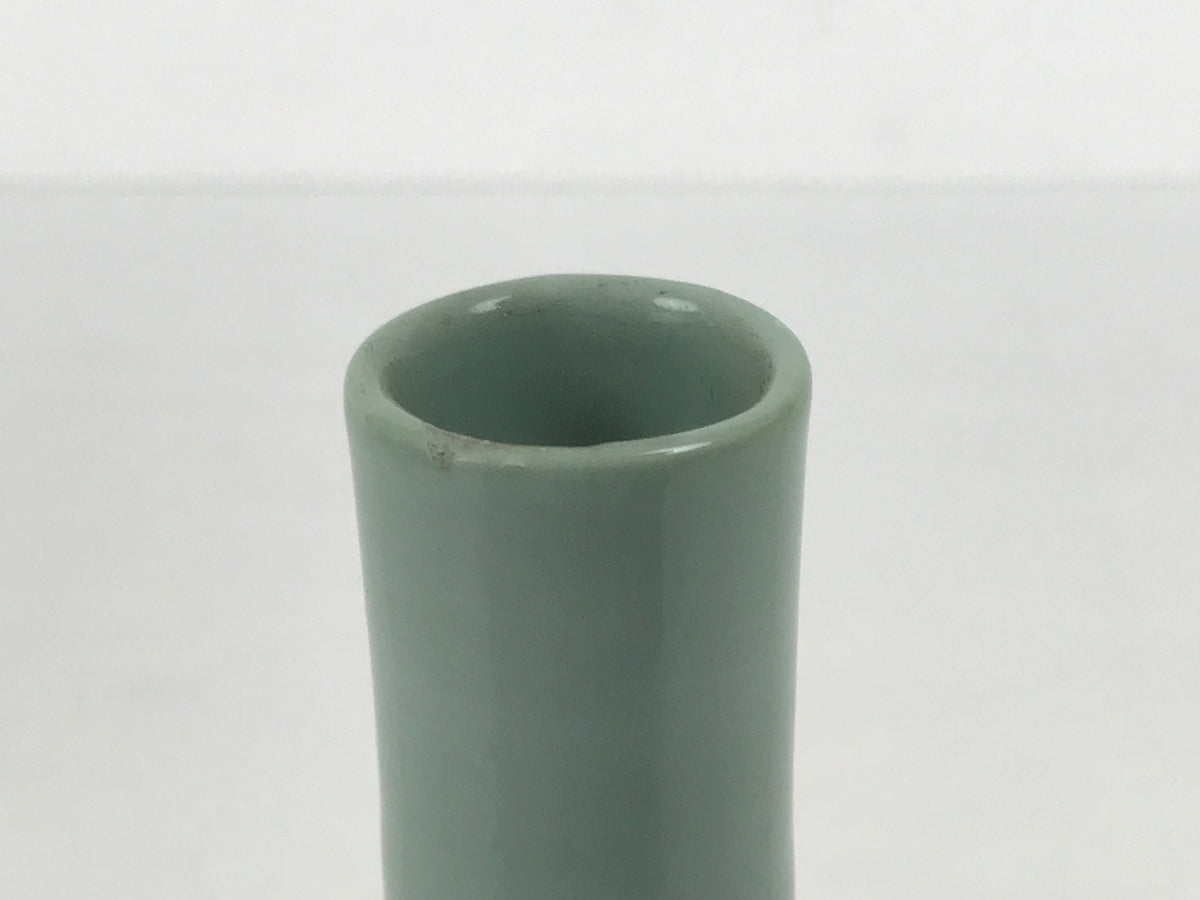 Japanese Porcelain Sake Bottle Tokkuri Vtg Celadon Green Shirayuki Naniwa TS932-KT - Sake Bottle-chidorivintage.com