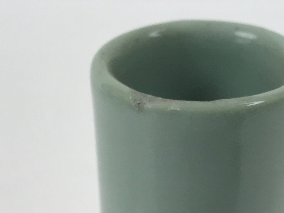 Japanese Porcelain Sake Bottle Tokkuri Vtg Celadon Green Shirayuki Naniwa TS932-KT - Sake Bottle-chidorivintage.com