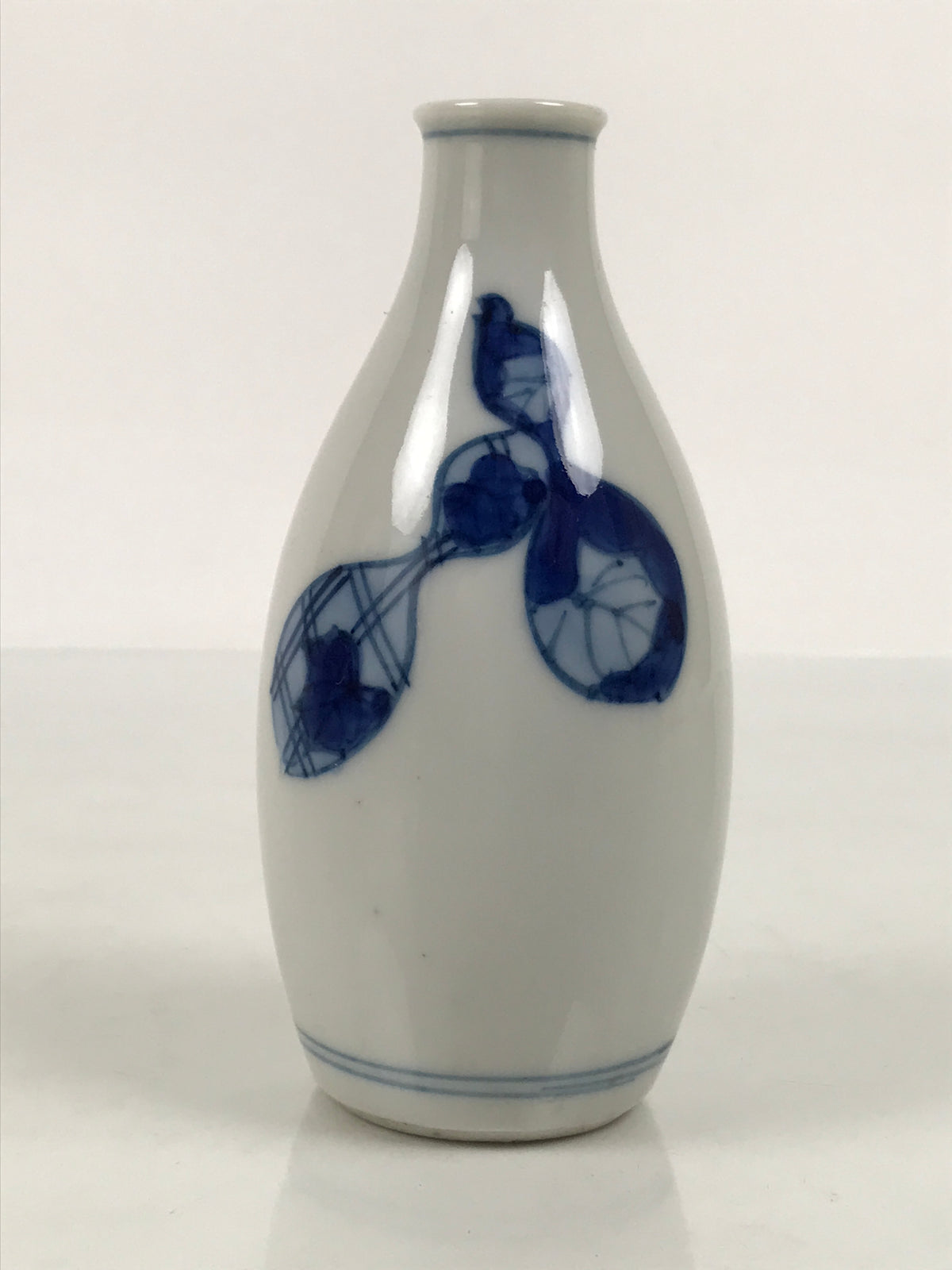Japanese Porcelain Sake Bottle Tokkuri Vtg Blue White Sometsuke Gourd TS935-KT - Sake Bottle-chidorivintage.com
