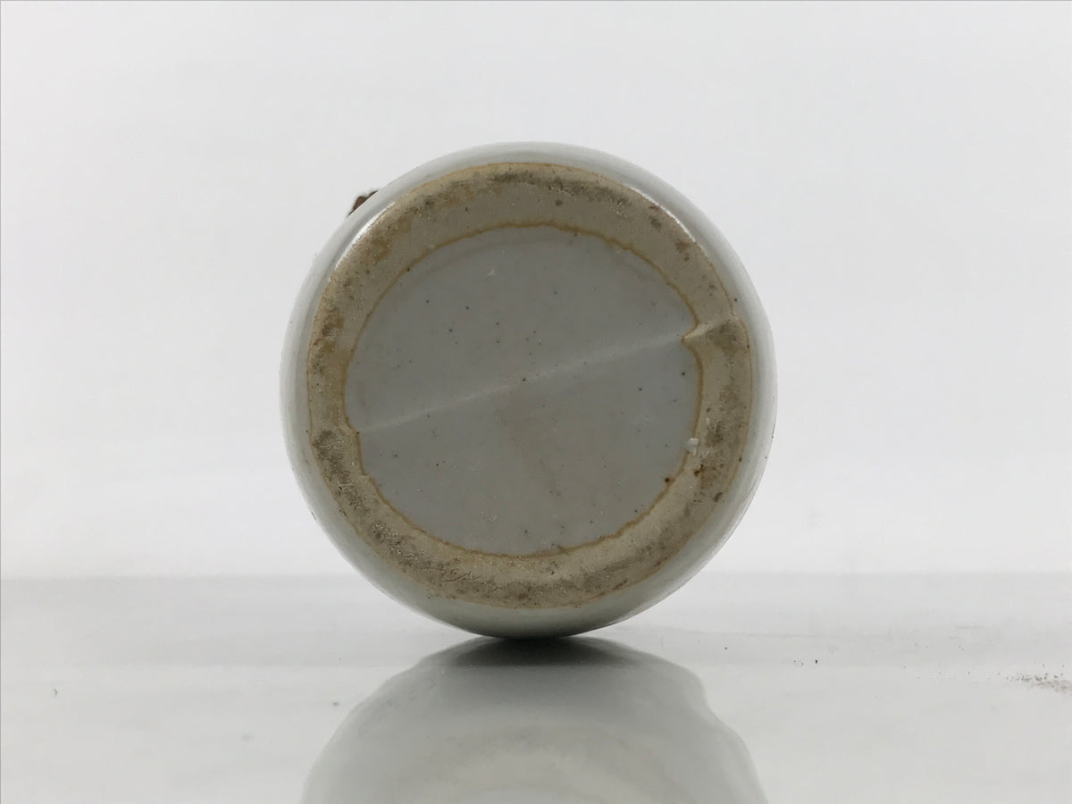 Japanese Ceramic Sake Bottle Tokkuri Vtg Gray Shimizu-no-Jirocho Souvenir TS928-KT - Sake Bottle-chidorivintage.com