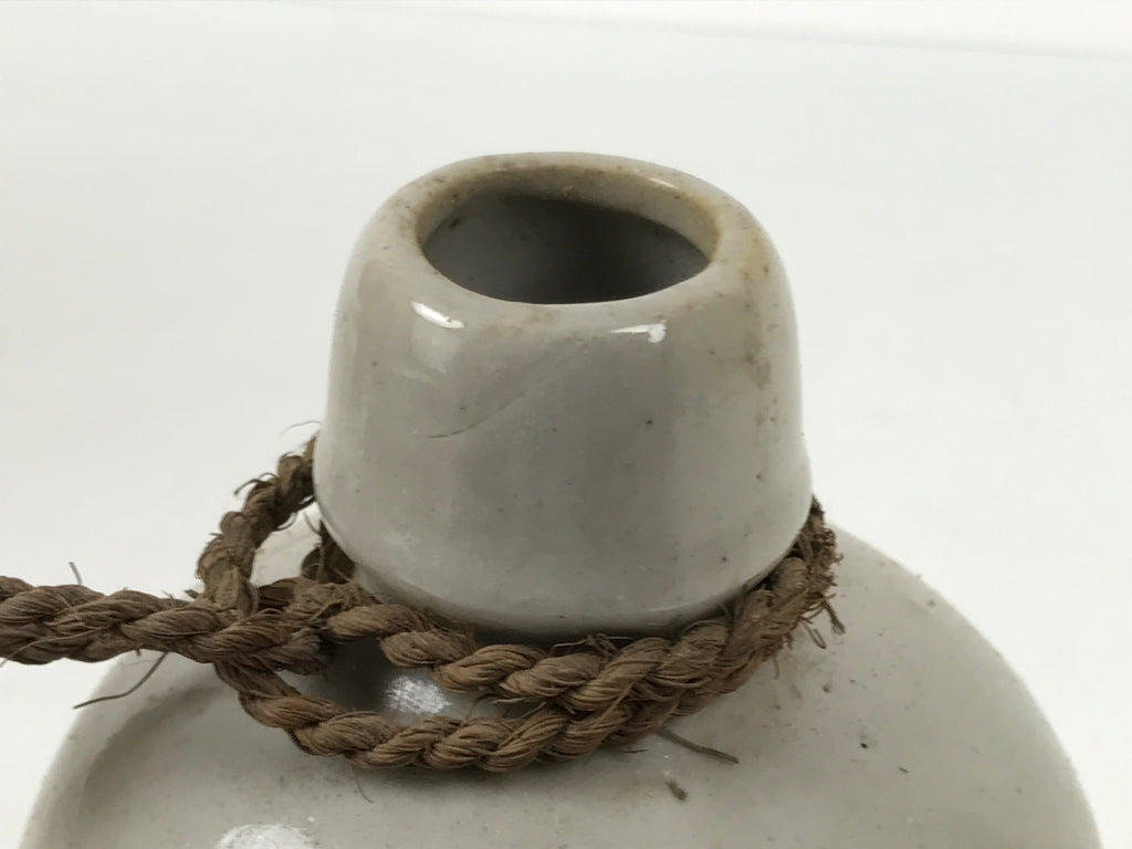 Japanese Ceramic Sake Bottle Tokkuri Vtg Gray Shimizu-no-Jirocho Souvenir TS928-KT - Sake Bottle-chidorivintage.com