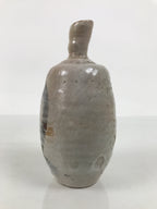 Japanese Ceramic Sake Bottle Tokkuri Vtg Drama Brown White Crackle Glaze TS927-KT - Sake Bottle-chidorivintage.com
