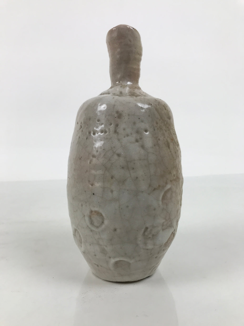 Japanese Ceramic Sake Bottle Tokkuri Vtg Drama Brown White Crackle Glaze TS927-KT - Sake Bottle-chidorivintage.com