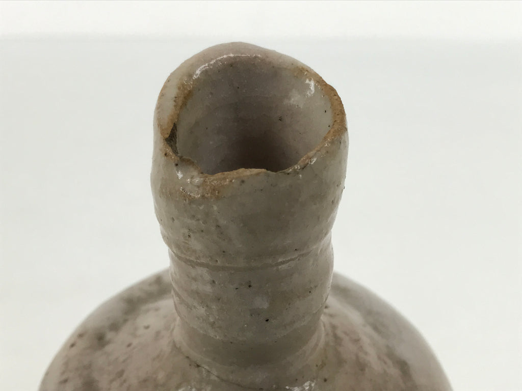 Japanese Ceramic Sake Bottle Tokkuri Vtg Drama Brown White Crackle Glaze TS927-KT - Sake Bottle-chidorivintage.com