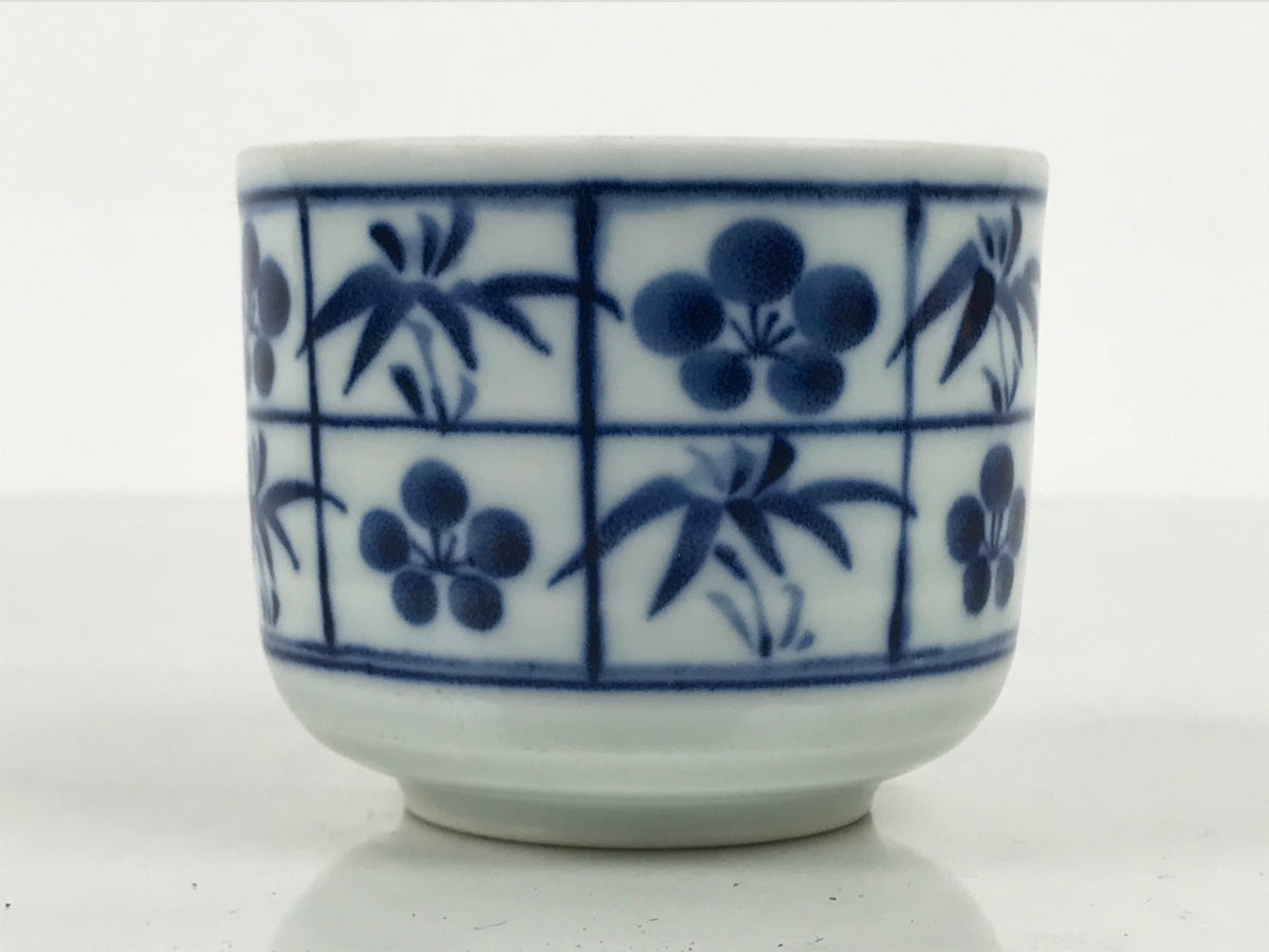 Japanese Sometsuke Porcelain Teacup Vtg Soba Choko White Blue Plum Bamboo TC642-KT - Teacup-chidorivintage.com