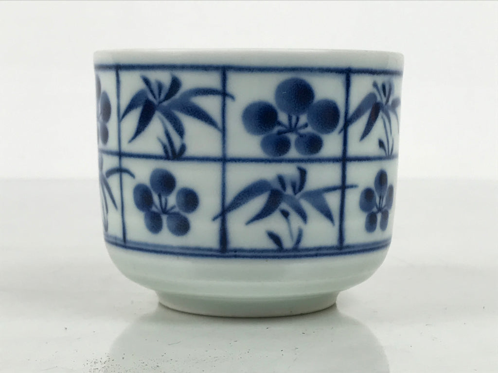 Japanese Sometsuke Porcelain Teacup Vtg Soba Choko White Blue Plum Bamboo TC642-KT - Teacup-chidorivintage.com