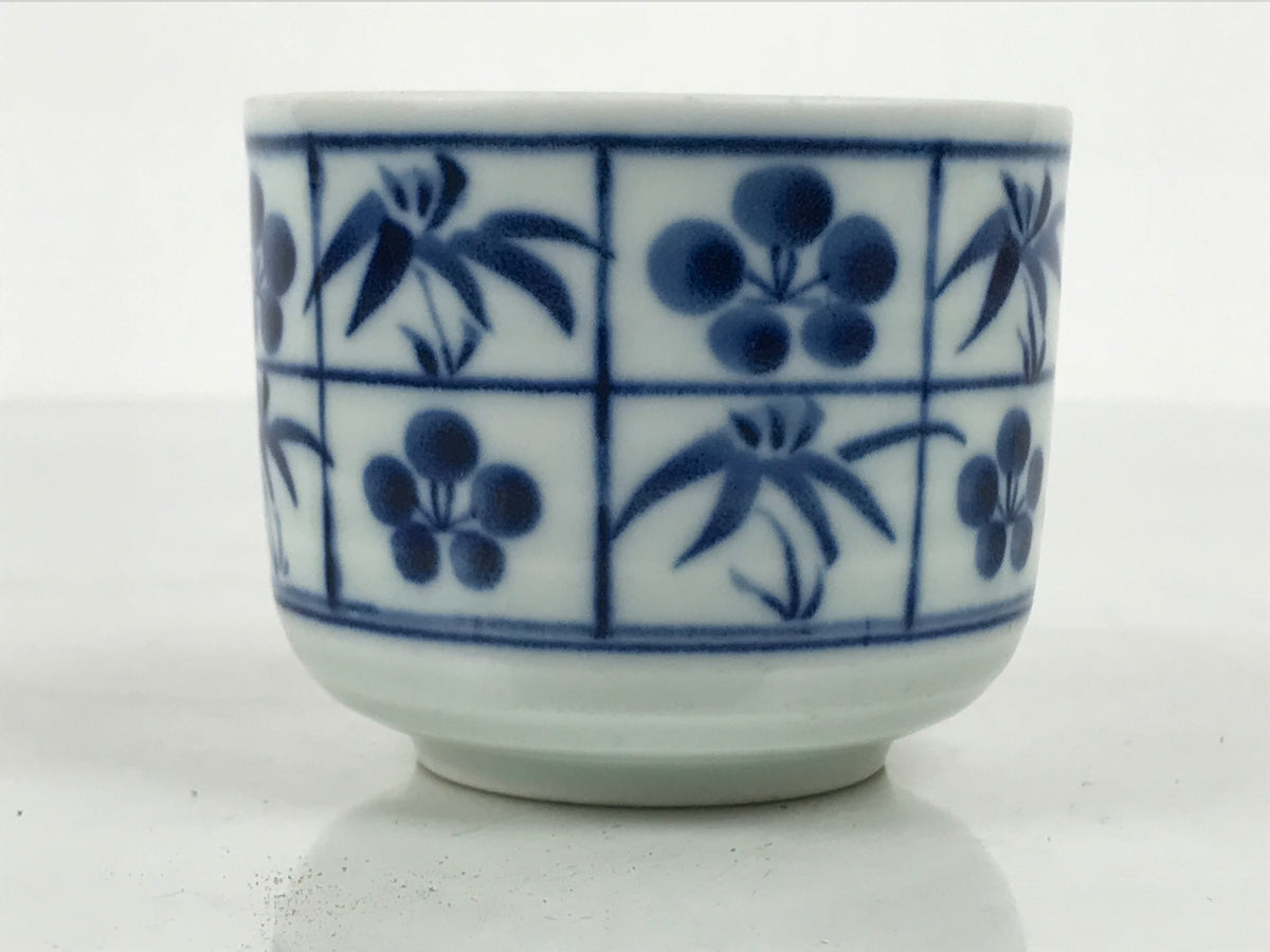 Japanese Sometsuke Porcelain Teacup Vtg Soba Choko White Blue Plum Bamboo TC642-KT - Teacup-chidorivintage.com