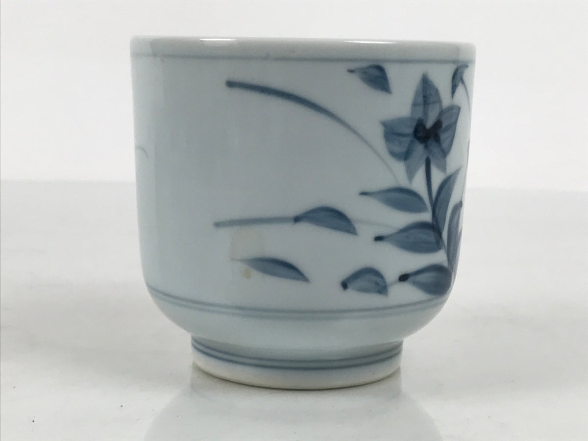 Japanese Sometsuke Porcelain Teacup Vtg Pottery Yunomi White Blue Floral TC643-KT - Teacup-chidorivintage.com