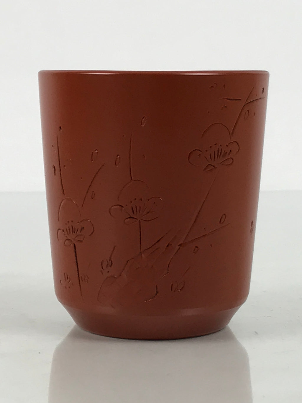 Japanese Tokoname Ware Ceramic Teacup Pottery Yunomi Plum Blossom Brown TC636-KT - Teacup-chidorivintage.com