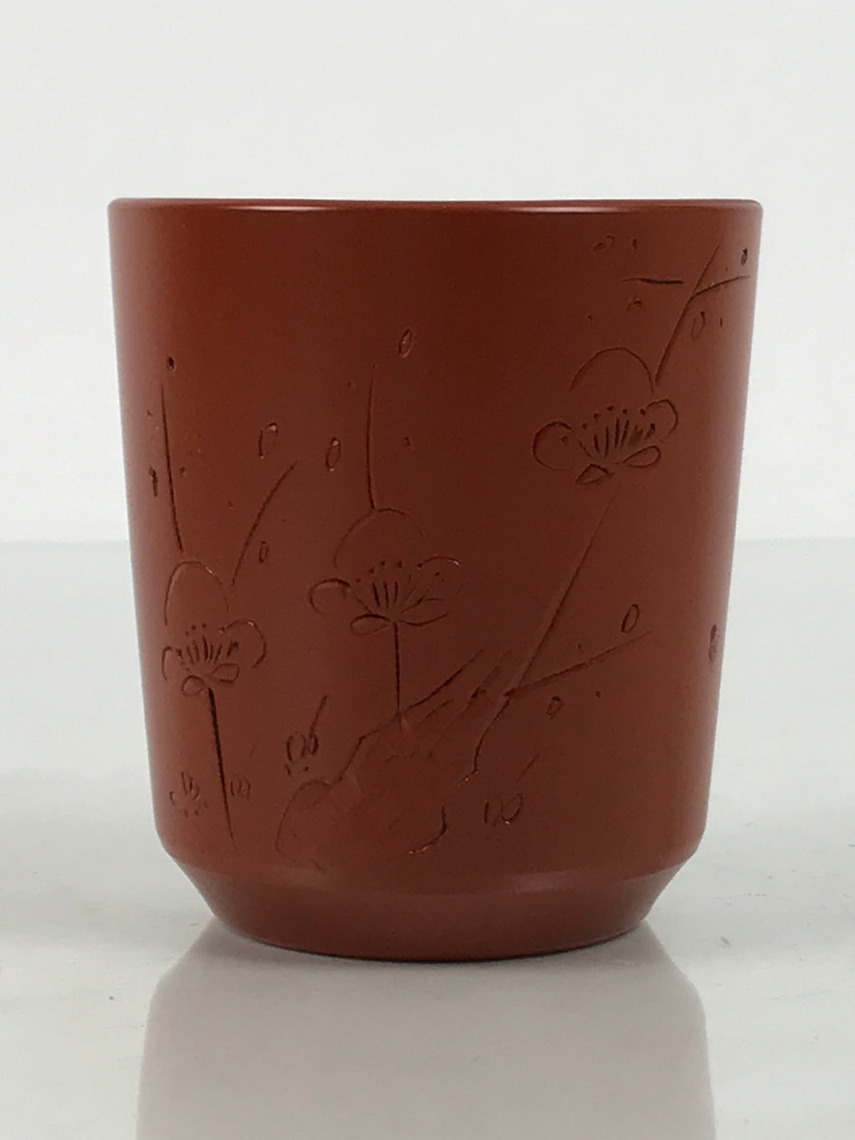Japanese Tokoname Ware Ceramic Teacup Pottery Yunomi Plum Blossom Brown TC636-KT - Teacup-chidorivintage.com