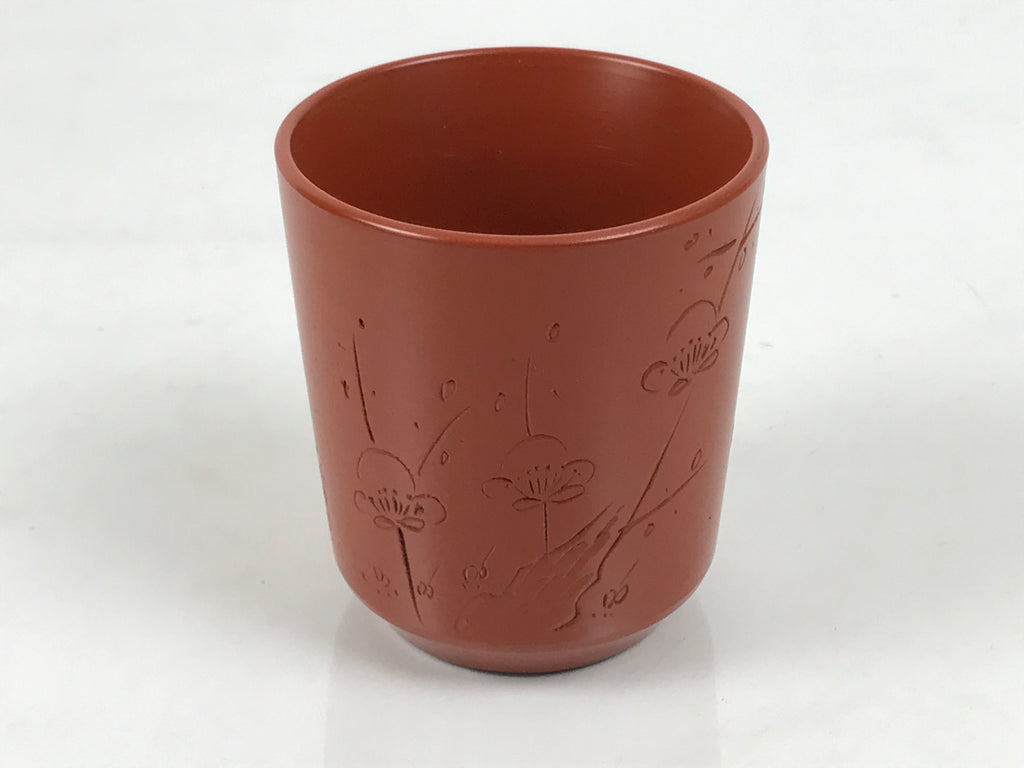 Japanese Tokoname Ware Ceramic Teacup Pottery Yunomi Plum Blossom Brown TC636-KT - Teacup-chidorivintage.com