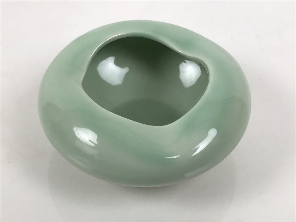 Japanese Porcelain Small Dish Vtg Kobachi Sado Futaoki Celadon Green Glaze Y591-KT - Bowl-chidorivintage.com