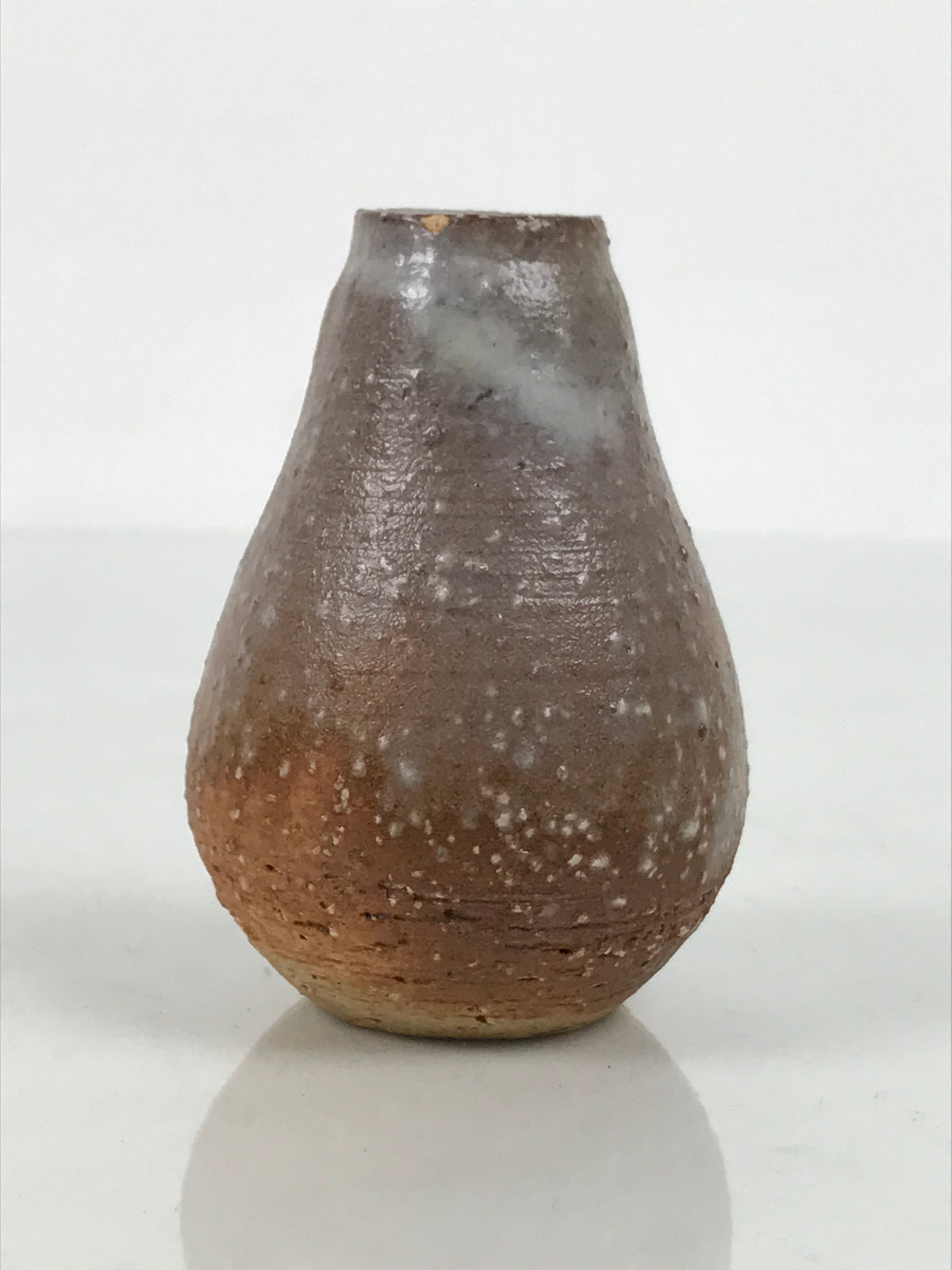 Japanese Ceramic Single Flower Vase Small Kabin Vtg Round Brown White MFV108-KT - Vase-chidorivintage.com