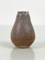 Japanese Ceramic Single Flower Vase Small Kabin Vtg Round Brown White MFV108-KT - Vase-chidorivintage.com