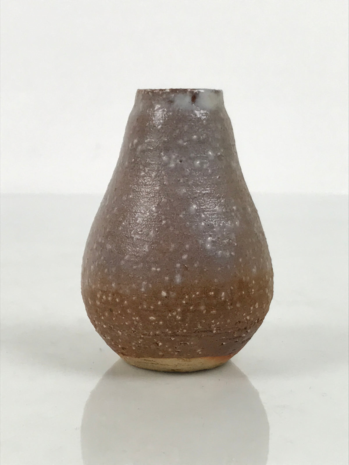 Japanese Ceramic Single Flower Vase Small Kabin Vtg Round Brown White MFV108-KT - Vase-chidorivintage.com