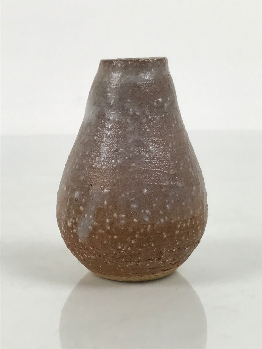 Japanese Ceramic Single Flower Vase Small Kabin Vtg Round Brown White MFV108-KT - Vase-chidorivintage.com
