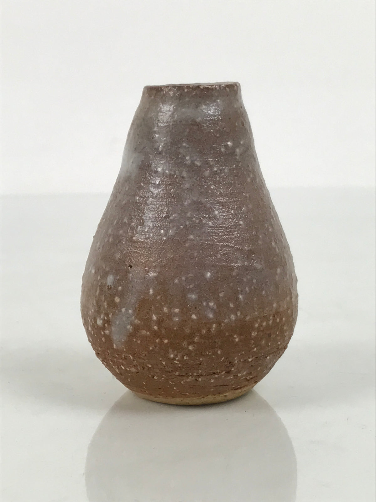 Japanese Ceramic Single Flower Vase Small Kabin Vtg Round Brown White MFV108-KT - Vase-chidorivintage.com