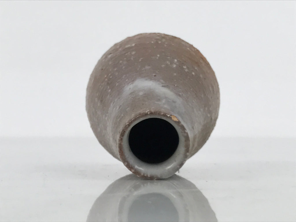Japanese Ceramic Single Flower Vase Small Kabin Vtg Round Brown White MFV108-KT - Vase-chidorivintage.com