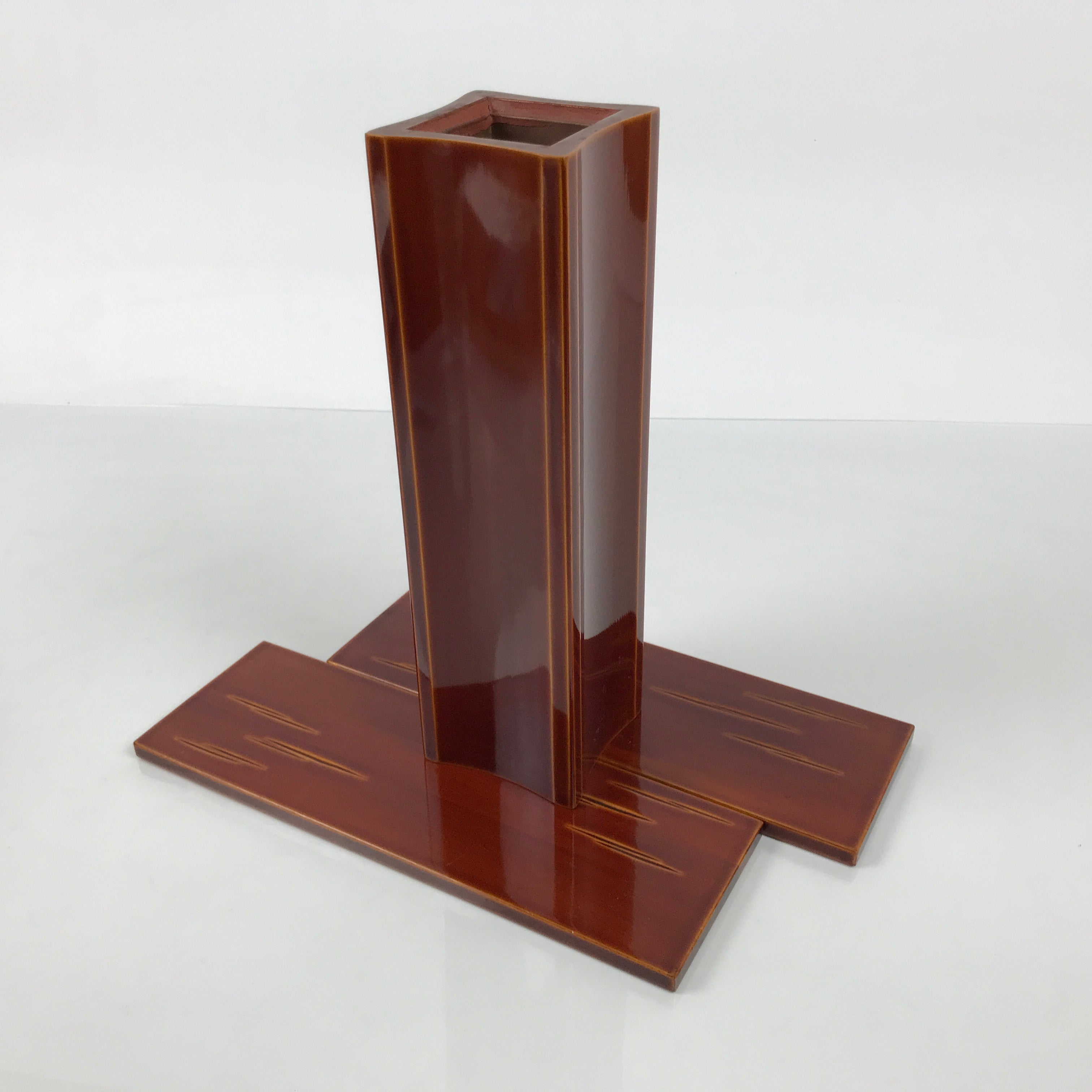 Japanese Lacquered Wood Flower Vase Vtg Kabin Ikebana Arrangement Shunkei L629-KT - Vase-chidorivintage.com