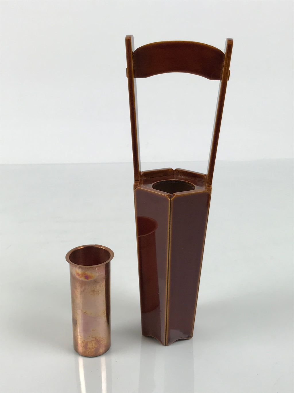 Japanese Lacquered Wood Flower Vase Vtg Kabin Ikebana Arrangement Shunkei L628-KT - Vase-chidorivintage.com