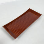 Japanese Lacquered Wood Serving Tray Obon Vtg Hida Shunkei Rectangle Brown L622-KT - Tray-chidorivintage.com