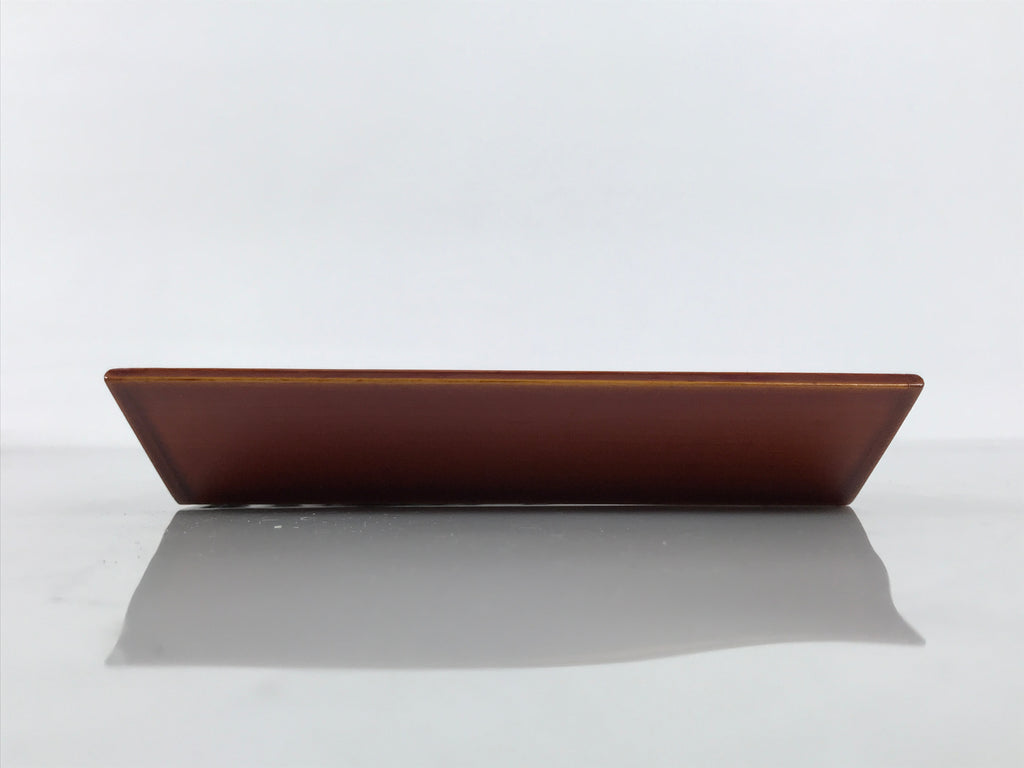 Japanese Lacquered Wood Serving Tray Obon Vtg Hida Shunkei Rectangle Brown L622-KT - Tray-chidorivintage.com