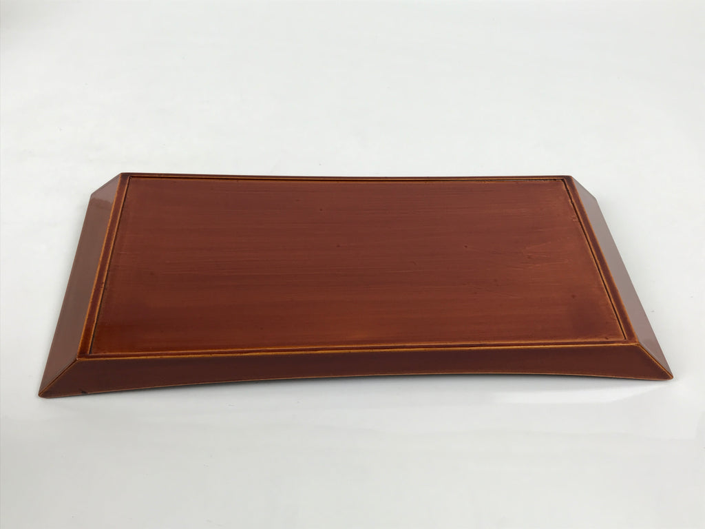 Japanese Lacquered Wood Serving Tray Obon Vtg Hida Shunkei Rectangle Brown L622-KT - Tray-chidorivintage.com