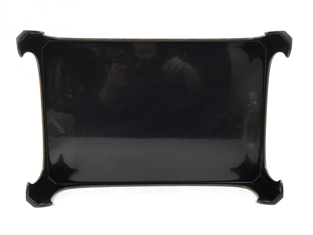 Japanese Lacquered Wooden Legged Ozen Low Table Meal Serving Tray Nashiji L627-KT - Tray-chidorivintage.com