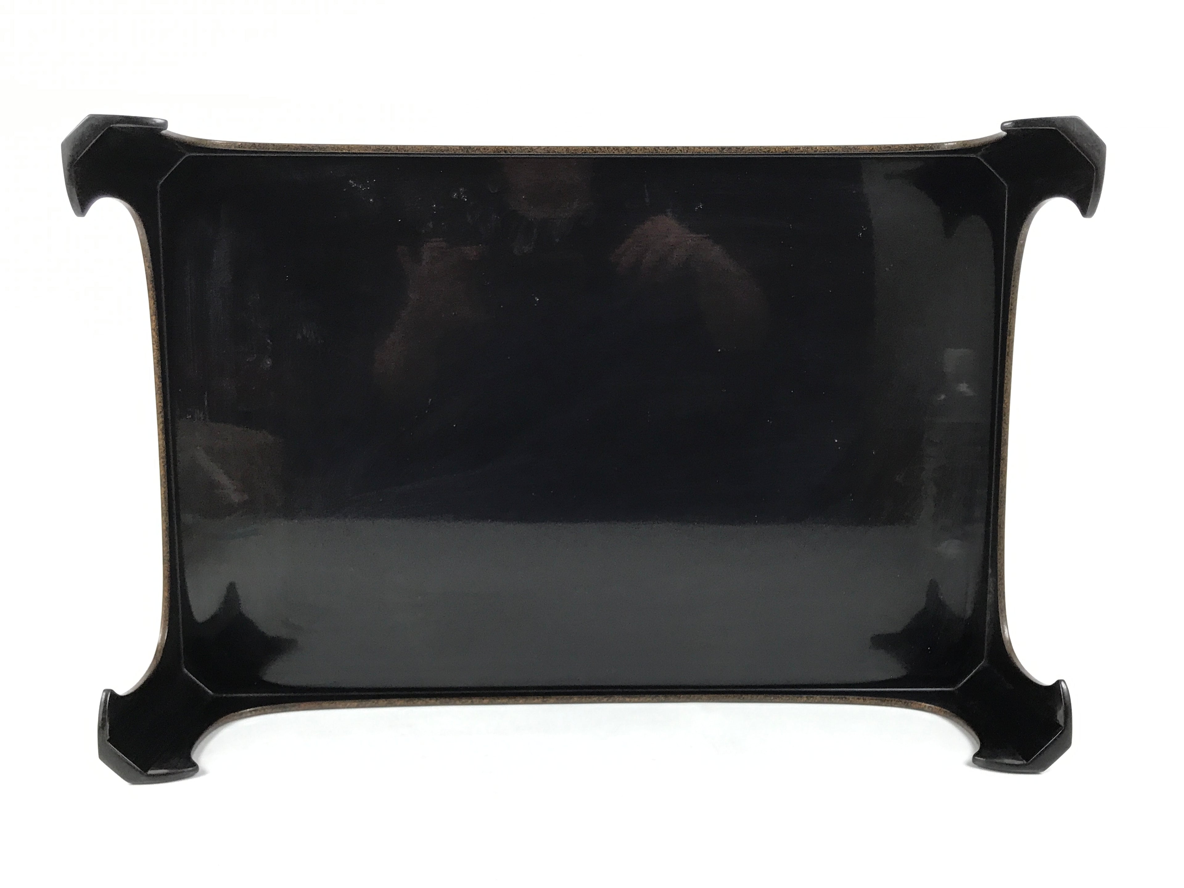 Japanese Lacquered Wooden Legged Ozen Low Table Meal Serving Tray Nashiji L627-KT - Tray-chidorivintage.com