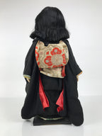 Japanese Ichimatsu Ningyo Doll Vtg Black Silk Kimono Glass Eyes Gofun Face ID697-AD - Doll-chidorivintage.com