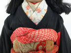 Japanese Ichimatsu Ningyo Doll Vtg Black Silk Kimono Glass Eyes Gofun Face ID697-AD - Doll-chidorivintage.com
