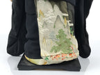 Japanese Ichimatsu Ningyo Doll Vtg Black Silk Kimono Glass Eyes Gofun Face ID697-AD - Doll-chidorivintage.com