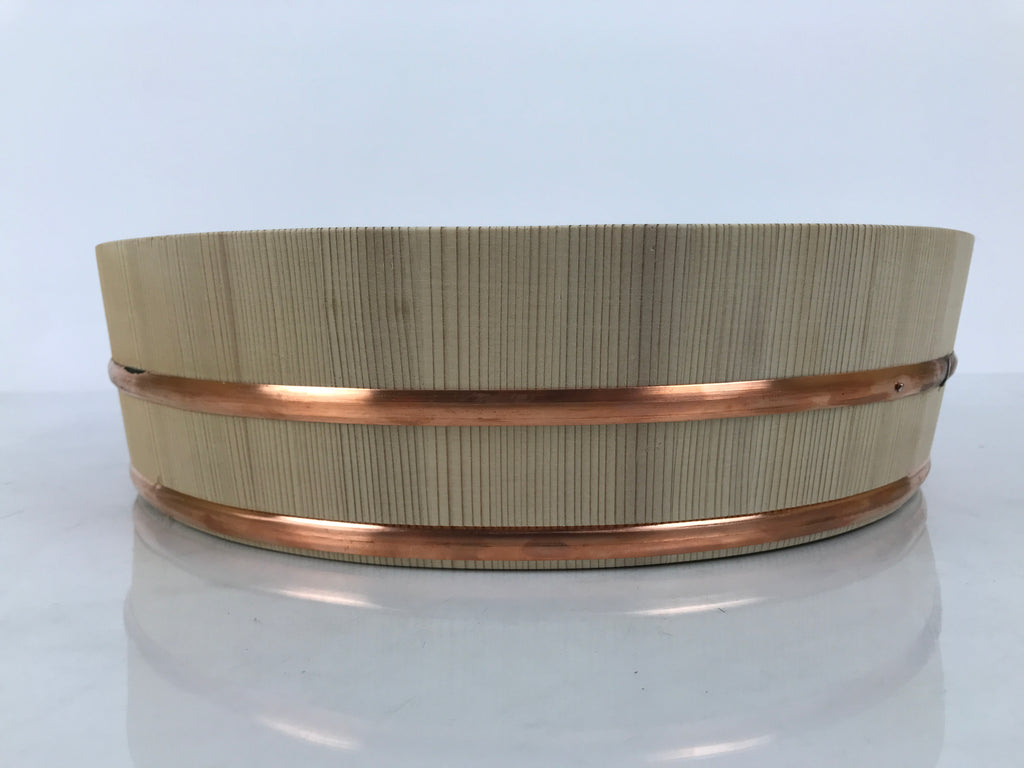 Japanese Handmade Natural Wood Bucket Sushi Oke Paddle Hangiri Copper Band BK60-OT - Wood-chidorivintage.com