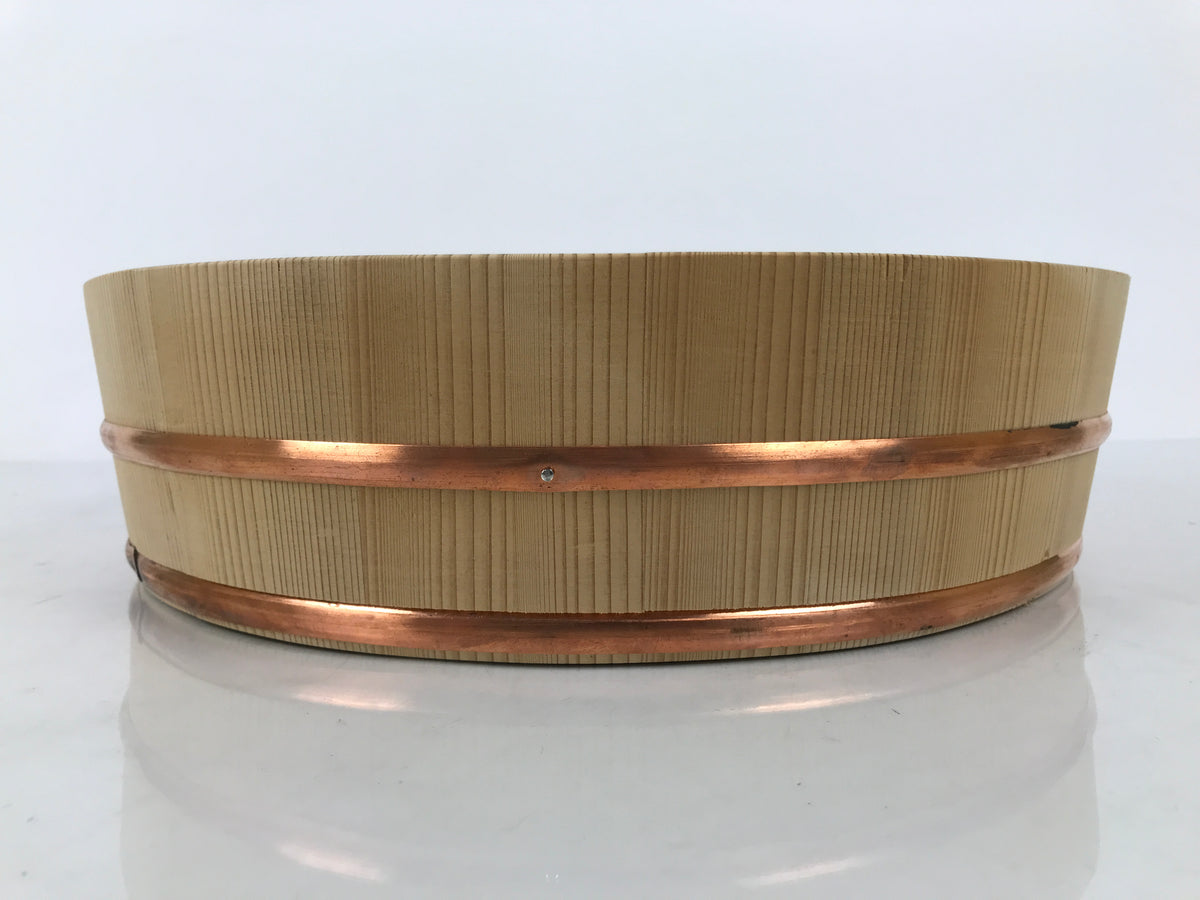 Japanese Handmade Natural Wood Bucket Sushi Oke Paddle Hangiri Copper Band BK60-OT - Wood-chidorivintage.com