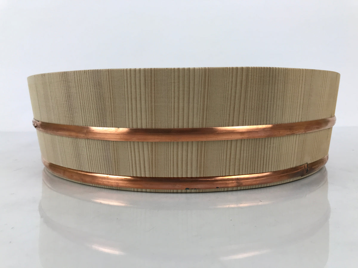 Japanese Handmade Natural Wood Bucket Sushi Oke Paddle Hangiri Copper Band BK60-OT - Wood-chidorivintage.com