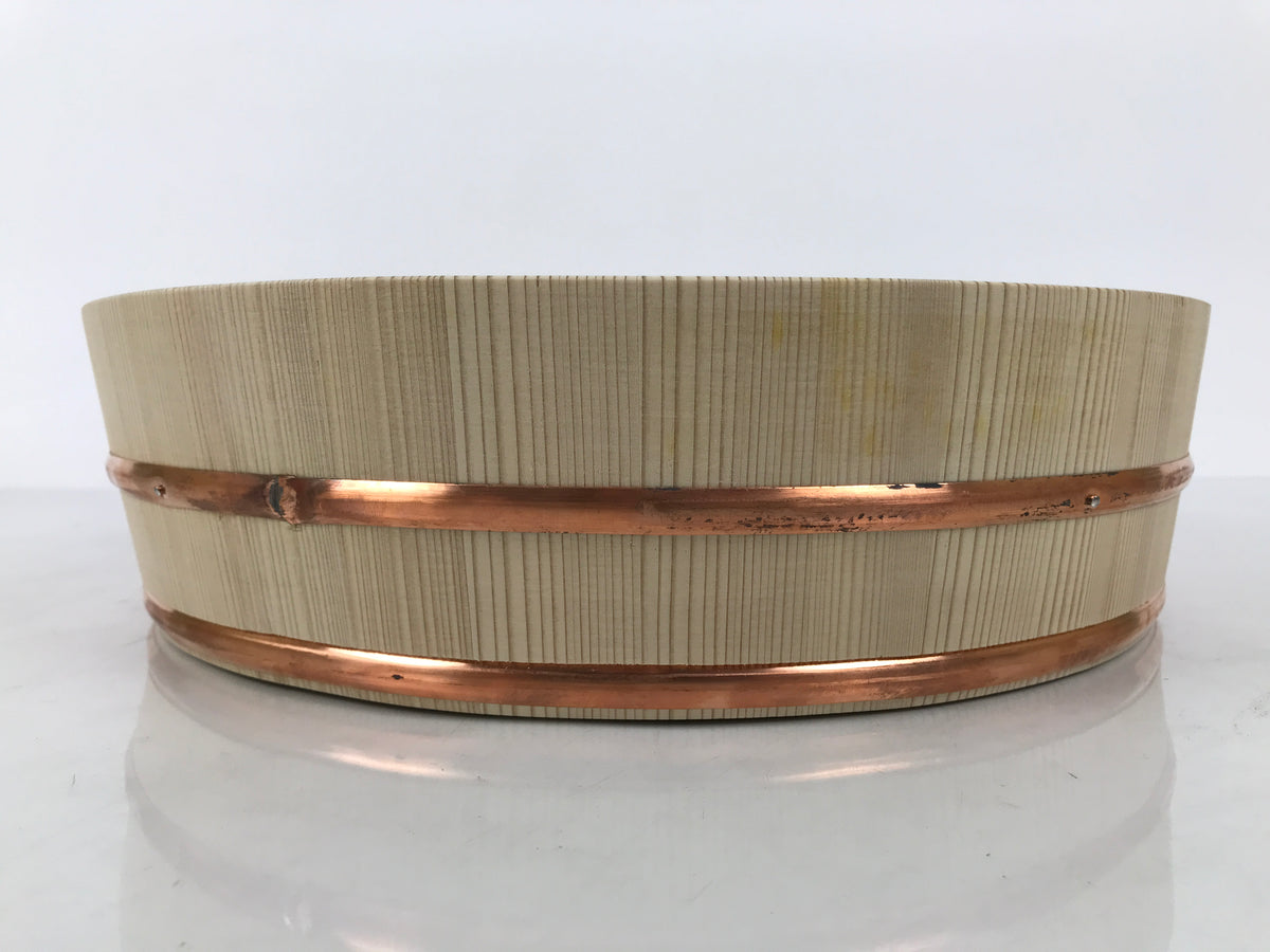 Japanese Handmade Natural Wood Bucket Sushi Oke Paddle Hangiri Copper Band BK60-OT - Wood-chidorivintage.com
