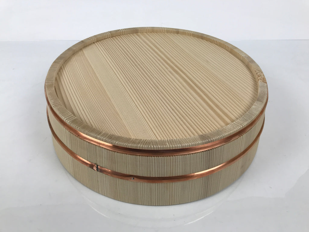 Japanese Handmade Natural Wood Bucket Sushi Oke Paddle Hangiri Copper Band BK60-OT - Wood-chidorivintage.com