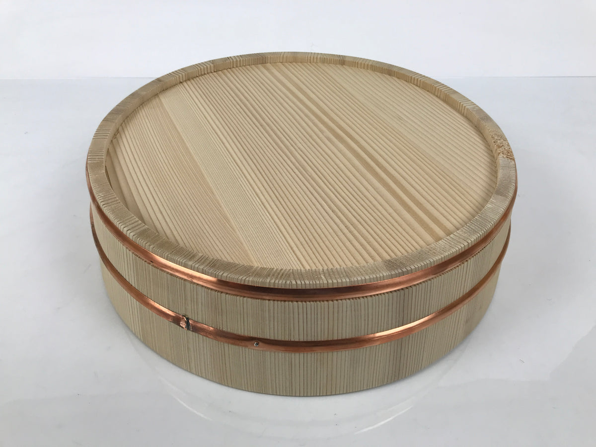 Japanese Handmade Natural Wood Bucket Sushi Oke Paddle Hangiri Copper Band BK60-OT - Wood-chidorivintage.com