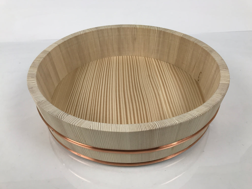 Japanese Handmade Natural Wood Sushi Bucket Paddle Oke Hangiri Copper Band BK61-OT - Wood-chidorivintage.com