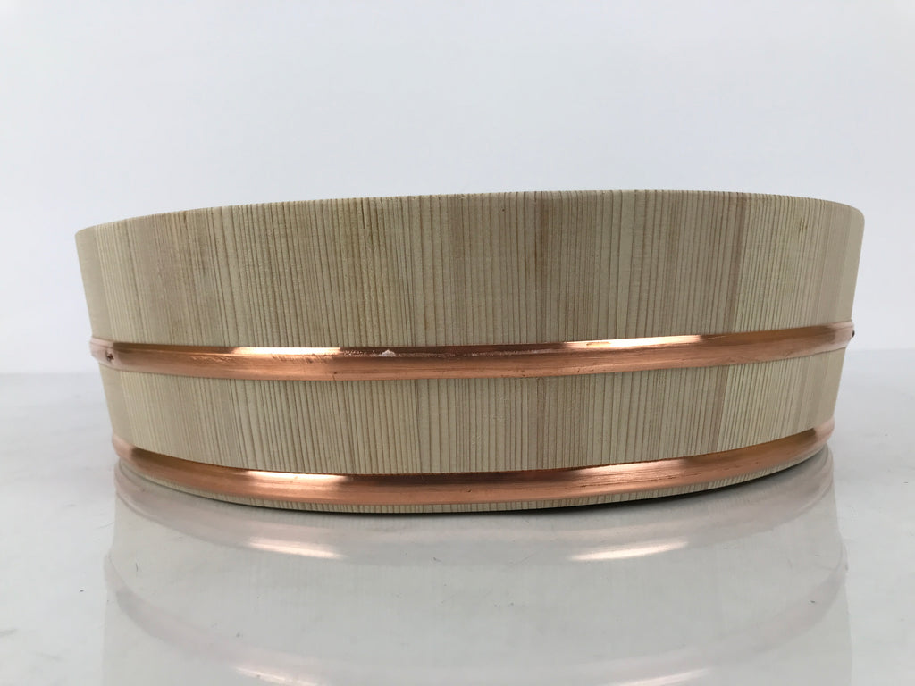 Japanese Handmade Natural Wood Sushi Bucket Paddle Oke Hangiri Copper Band BK61-OT - Wood-chidorivintage.com