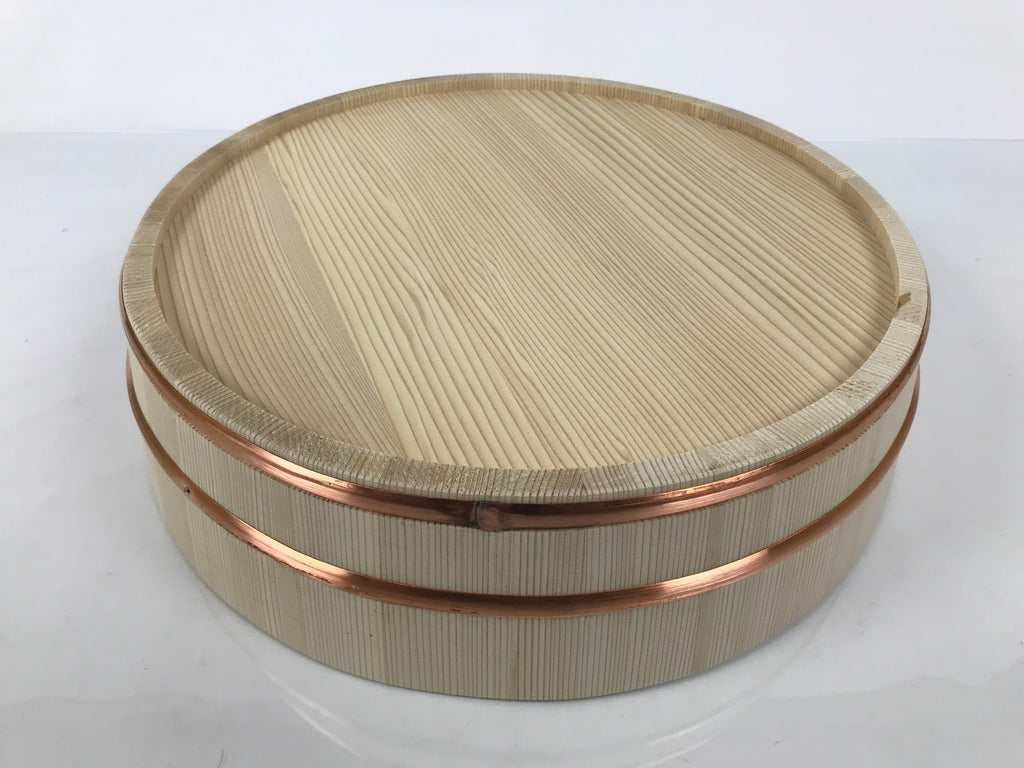 Japanese Handmade Natural Wood Sushi Bucket Paddle Oke Hangiri Copper Band BK62-OT - Wood-chidorivintage.com