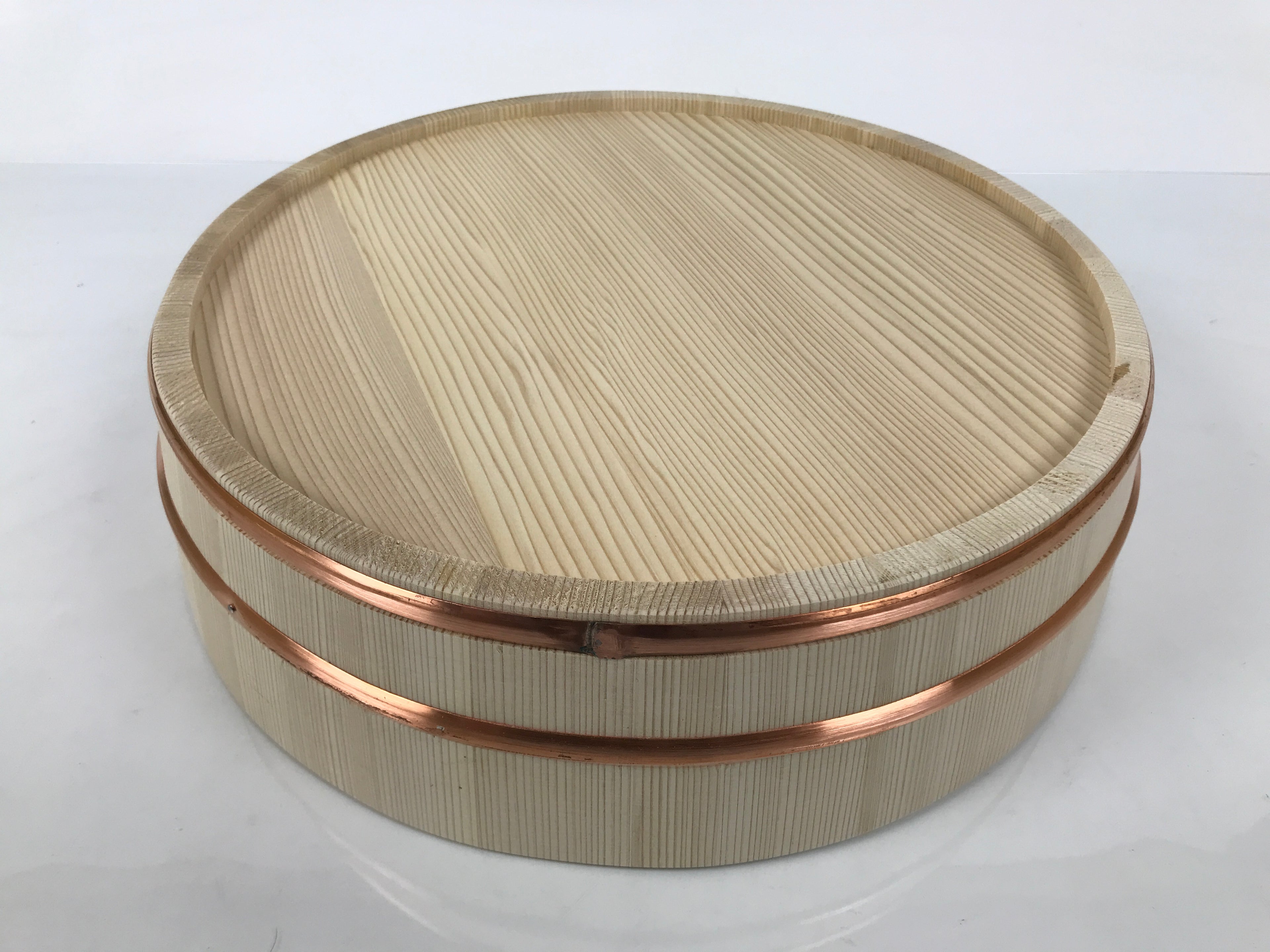 Japanese Handmade Natural Wood Sushi Bucket Paddle Oke Hangiri Copper Band BK62-OT - Wood-chidorivintage.com