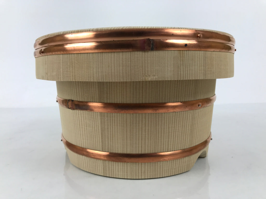 Japanese Handmade Wooden Bucket Oke Ohitsu Vtg Sushioke Deep Lidded Rice BK63-OT - Wood-chidorivintage.com