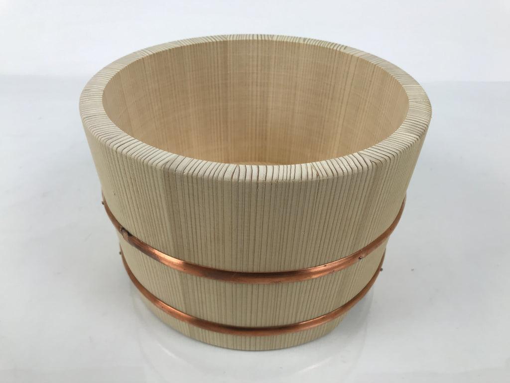 Japanese Handmade Wooden Bucket Oke Ohitsu Vtg Sushioke Deep Lidded Rice BK63-OT - Wood-chidorivintage.com