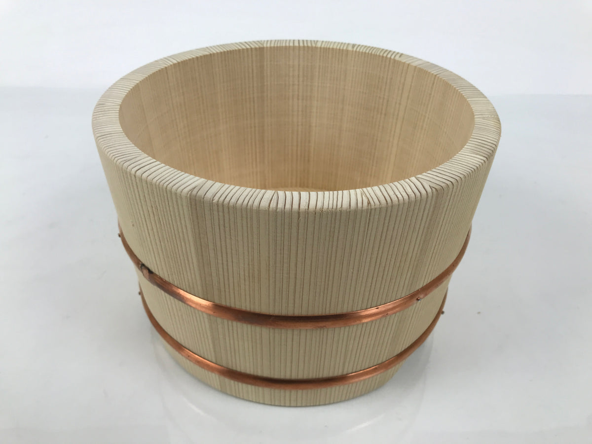 Japanese Handmade Wooden Bucket Oke Ohitsu Vtg Sushioke Deep Lidded Rice BK63-OT - Wood-chidorivintage.com
