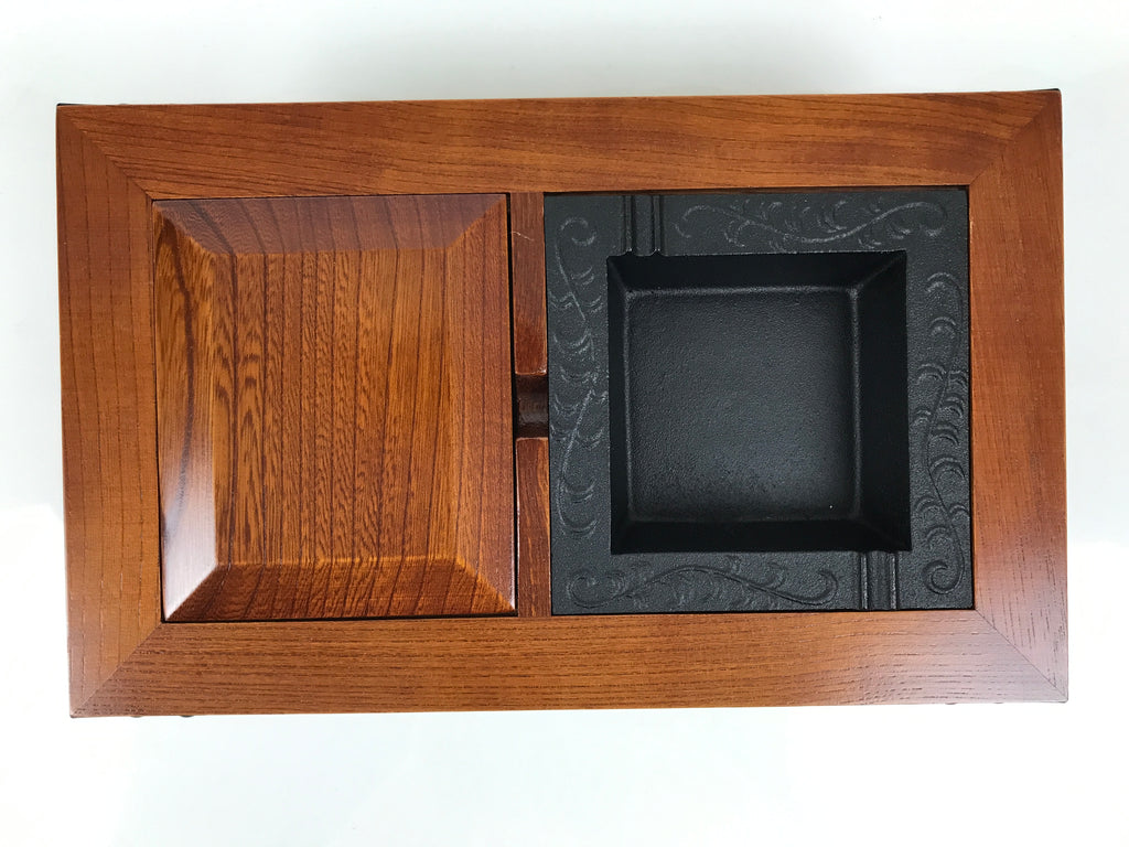 Japanese Iron Ashtray Tobacco Smoking Tray Zelkova Wood Container Brown PX816-OT - Misc-chidorivintage.com