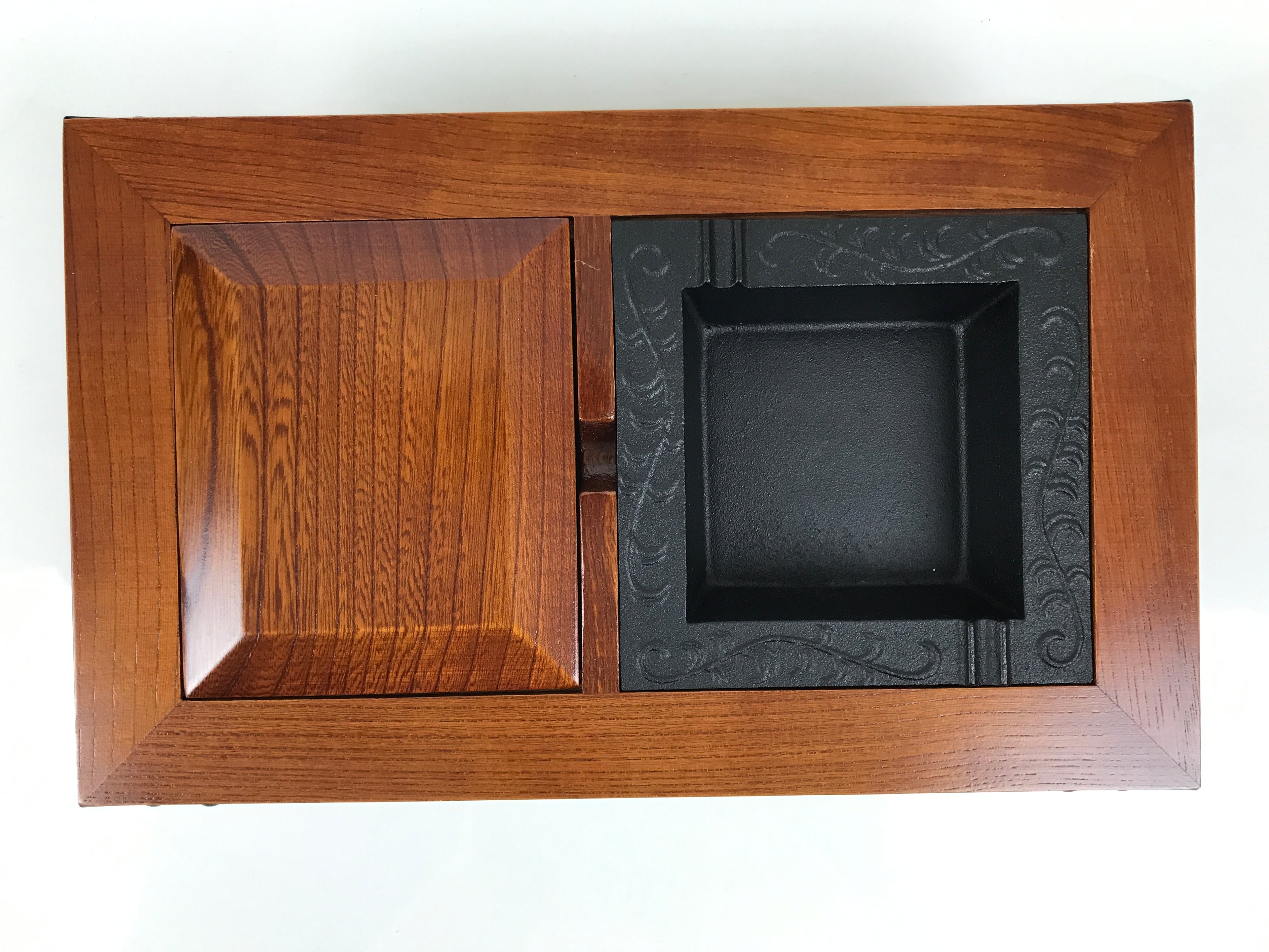 Japanese Iron Ashtray Tobacco Smoking Tray Zelkova Wood Container Brown PX816-OT - Misc-chidorivintage.com